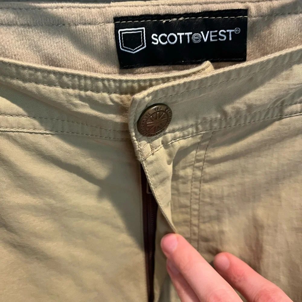 SCOTTeVEST TEC Zip Off Convertible Pants Travel Hiking Outdoors Tan Men'… - Picture 6 of 13